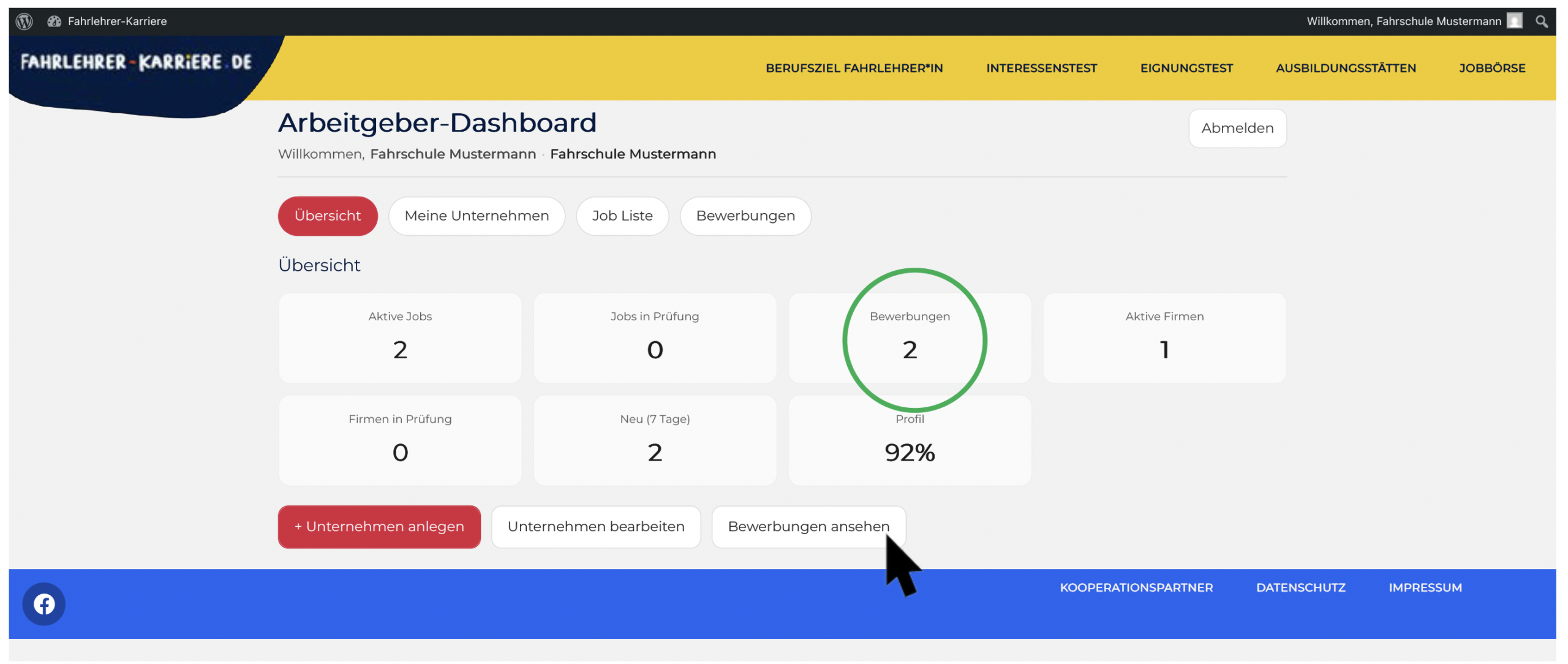 Dashboard Übersicht